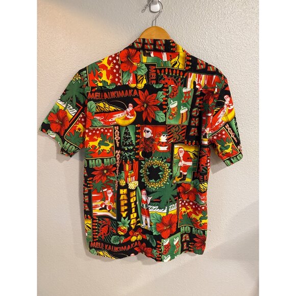 Vintage Aloha Republic Mens Mele Kalikimaka Hawaiian Shirt Holiday Print Button- - Picture 4 of 6